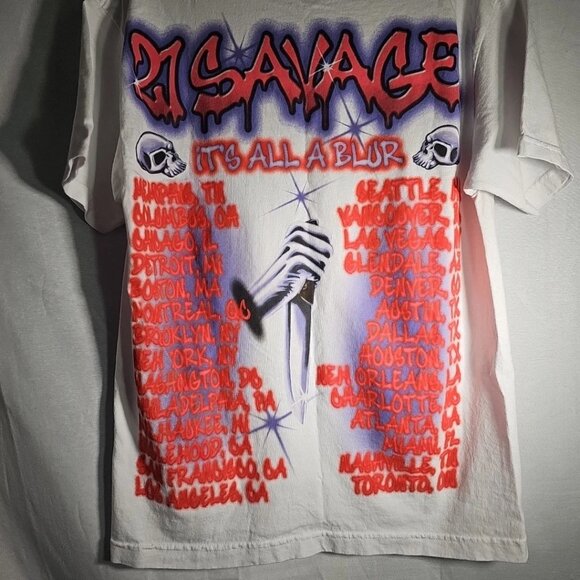 21 Savage X Drake It’s All A Blur Tour T-Shirt Women Size M Official Merch 2023 - Picture 4 of 5